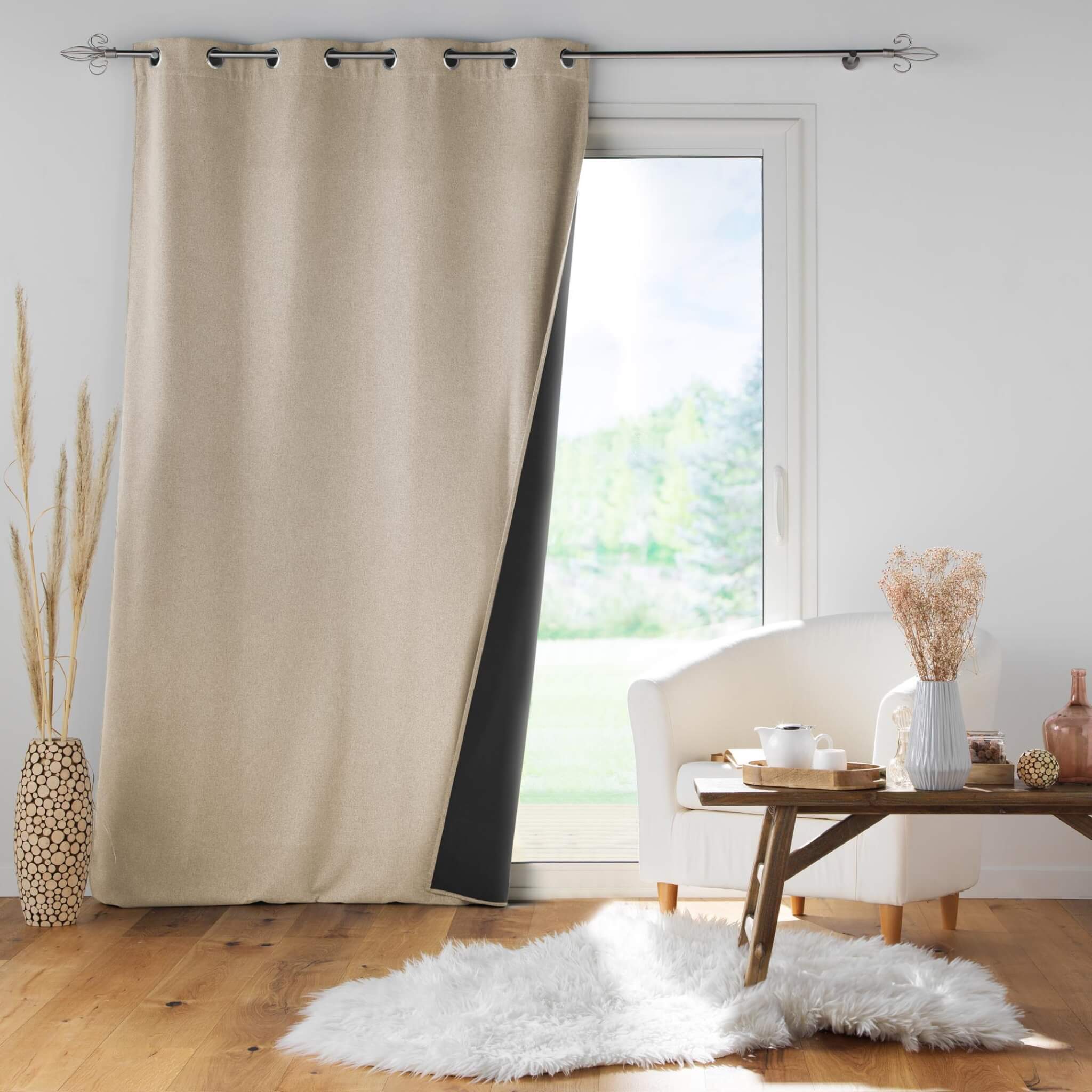 Rideau à oeillets thermique Jupiter lin