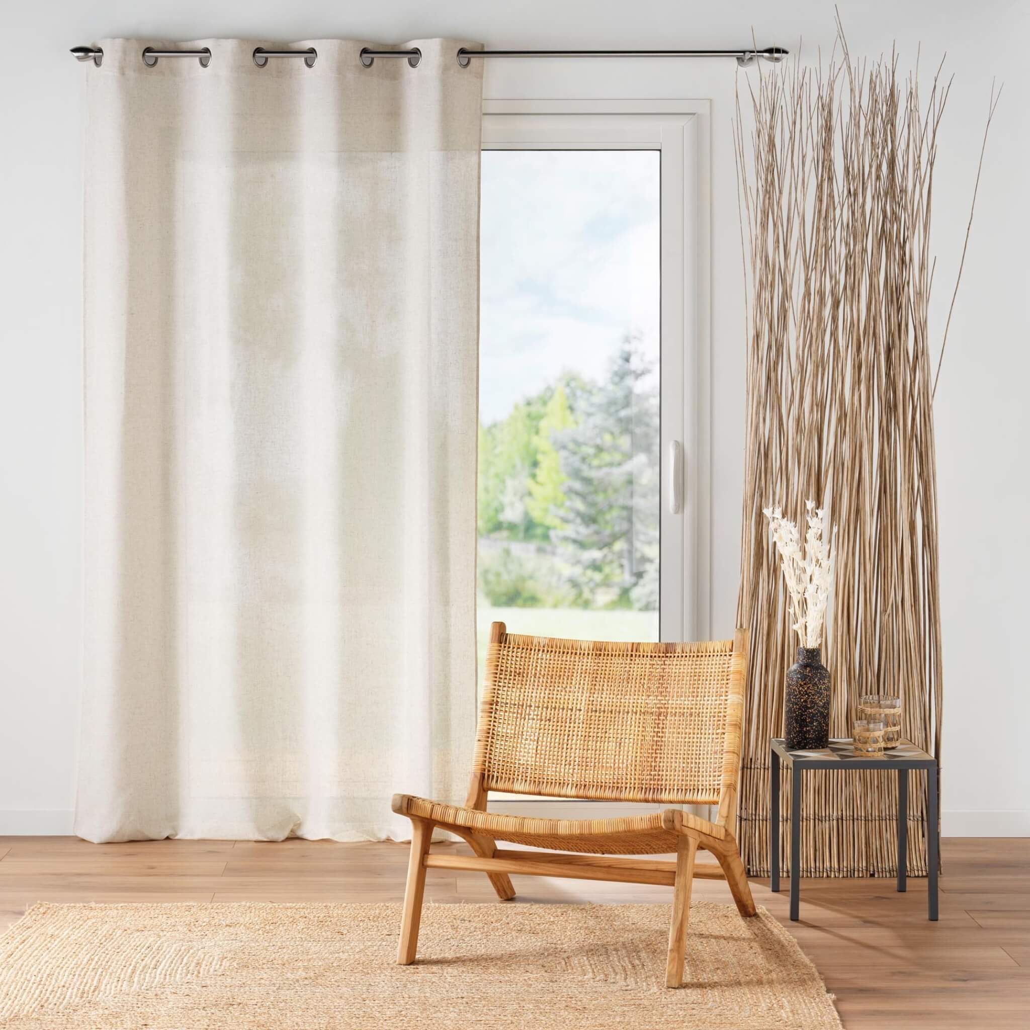 Rideau à oeillets effet chiné lin Pauline naturel