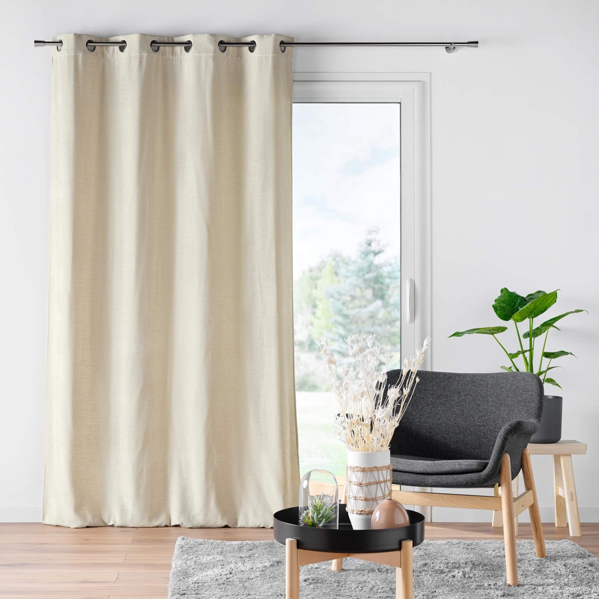 Rideau à œillets velours jacquard Mika 140x260 Naturel