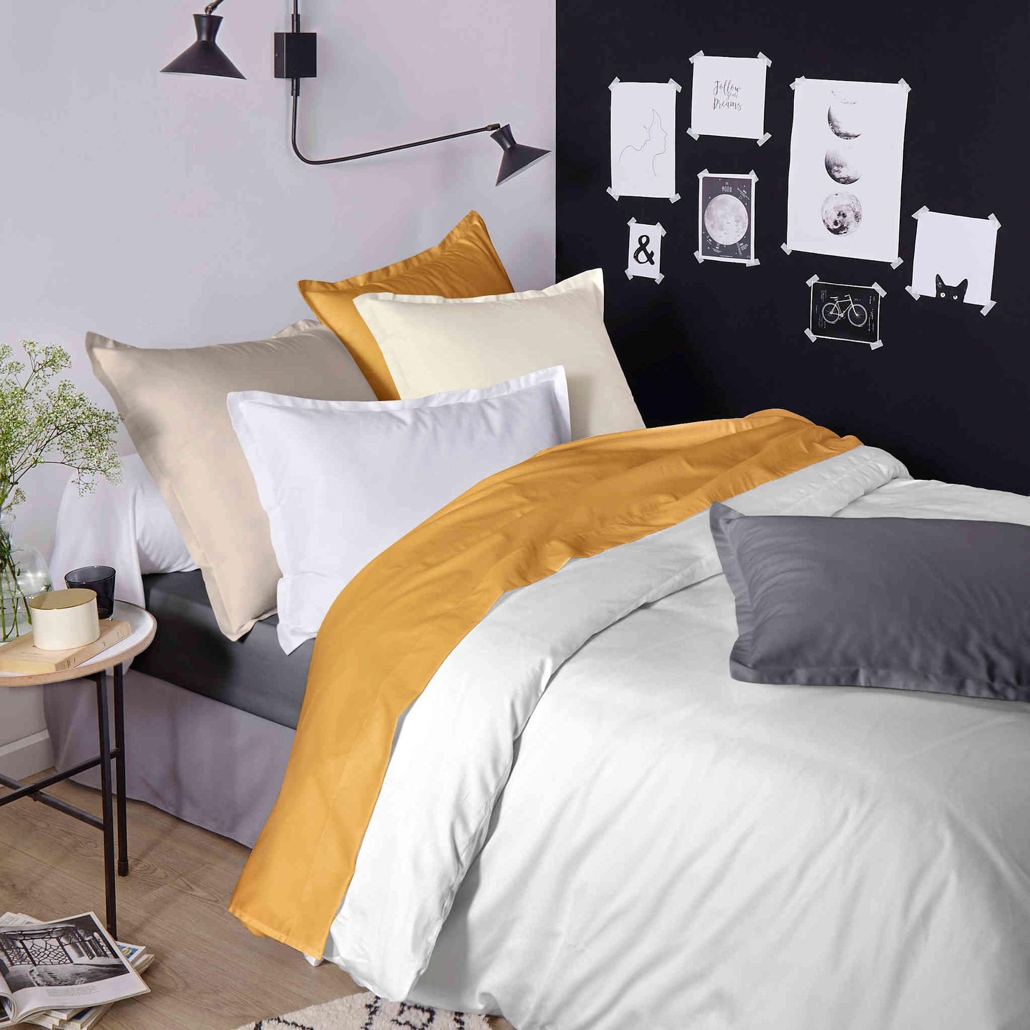 Housse de couette satin de coton blanc 140x200 cm - Tradilinge