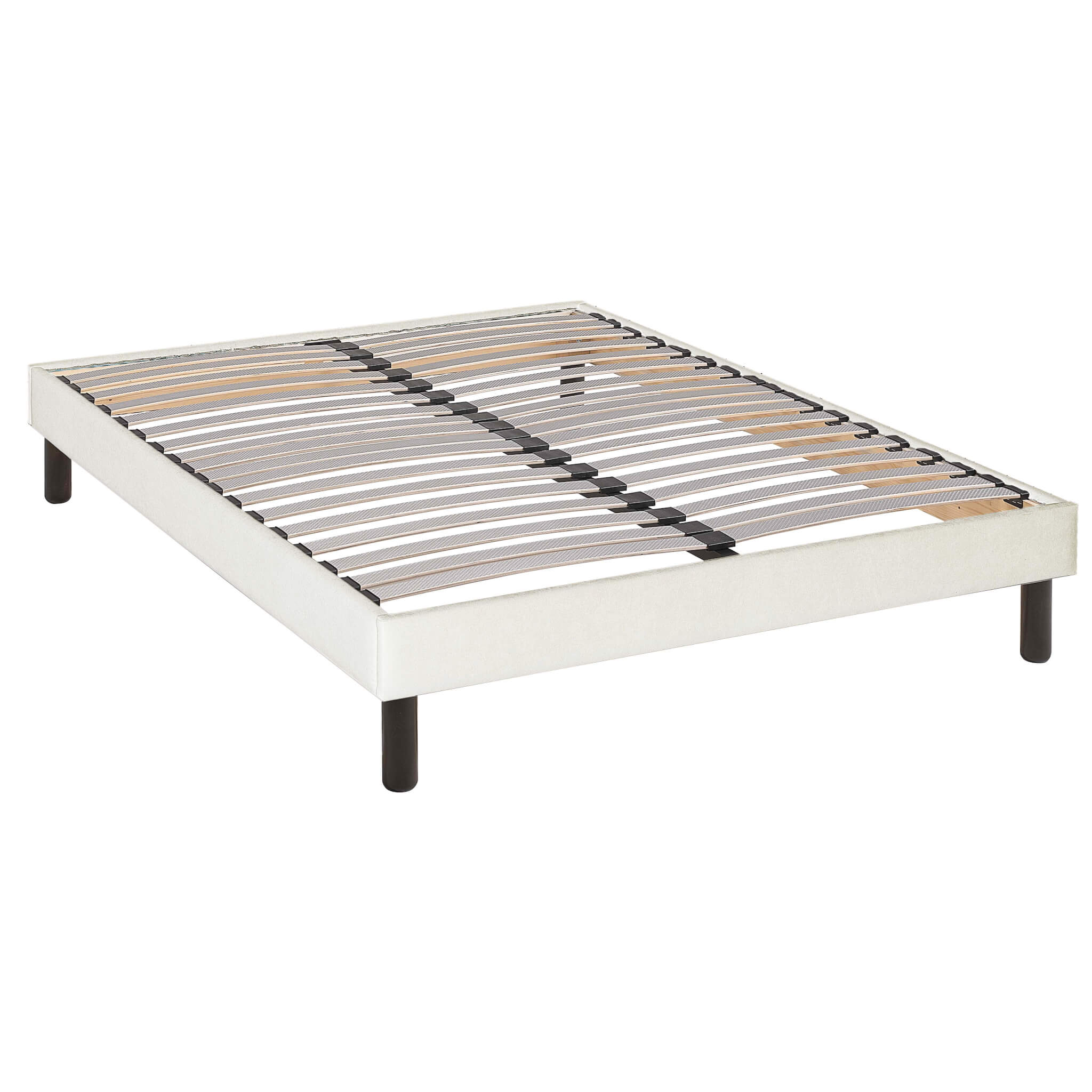 Sommier kit déco écru tapissier pieds inclus -