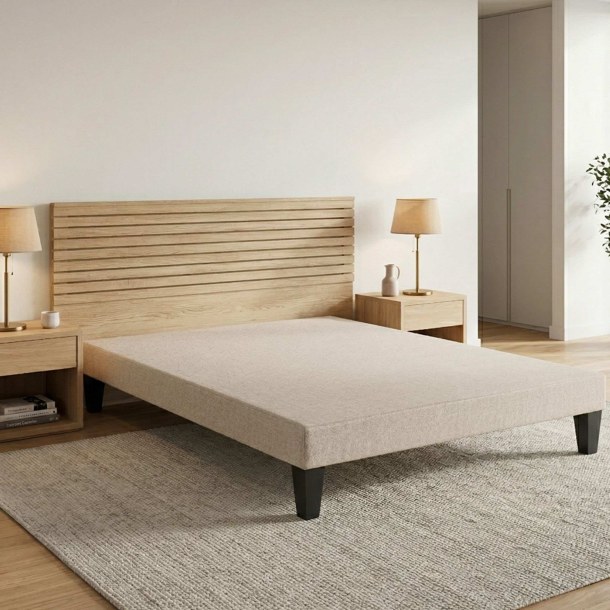 Sommier tapissier beige ivoire 13 cm Lune - SOMEO