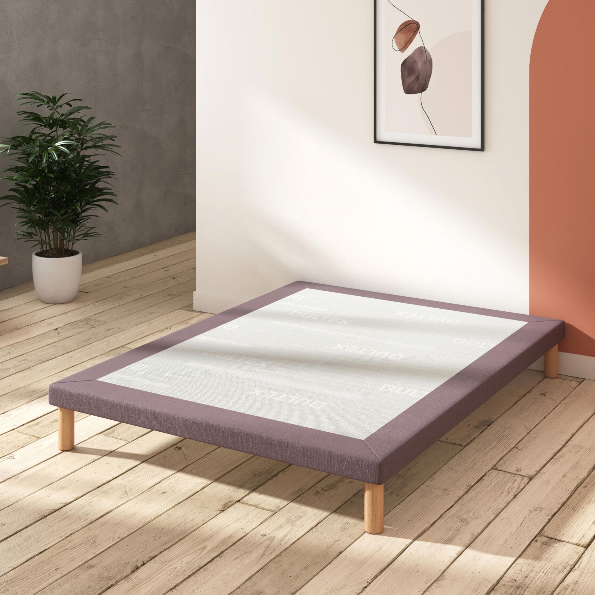 Sommier tapissier extra-plat 90x190 cm en bois massif Tech - Bultex