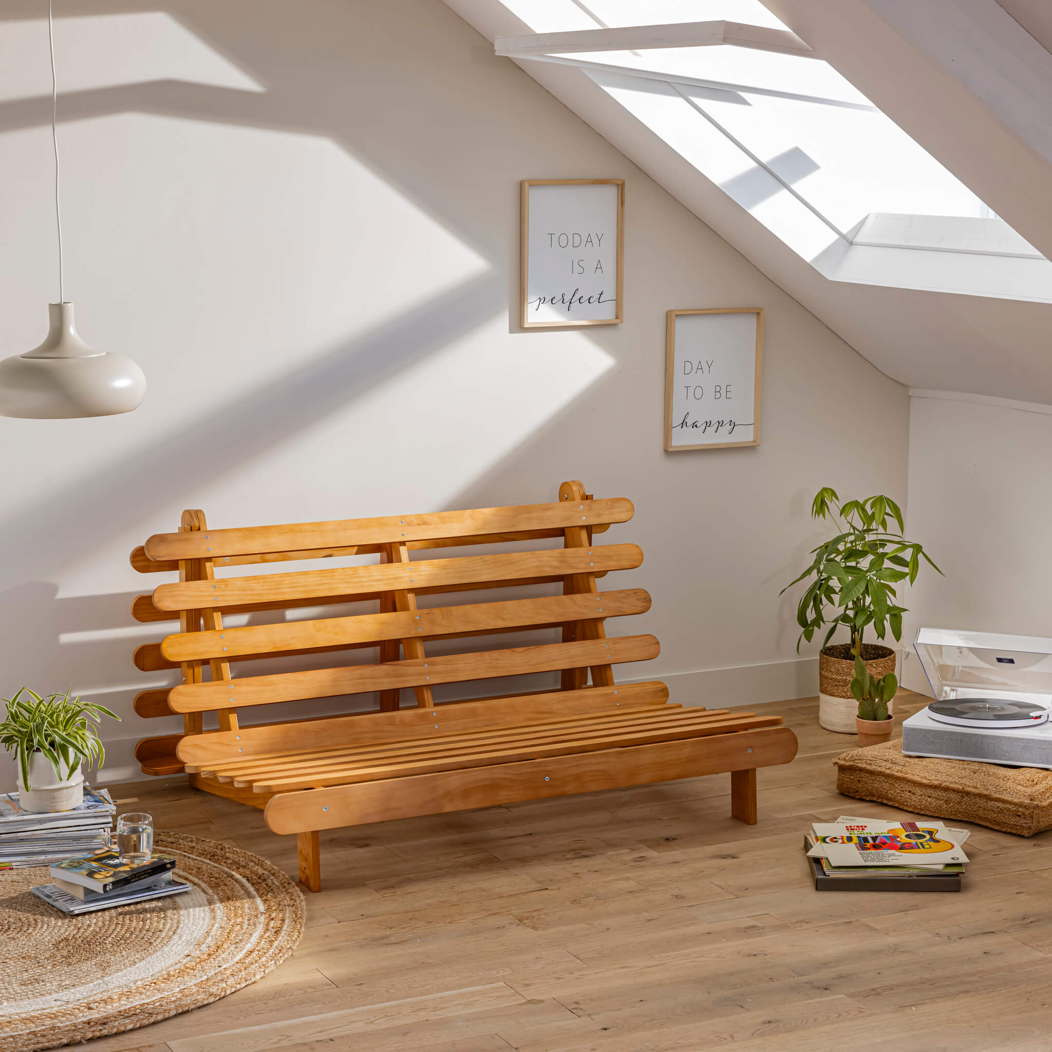 Structure futon en bois massif naturel