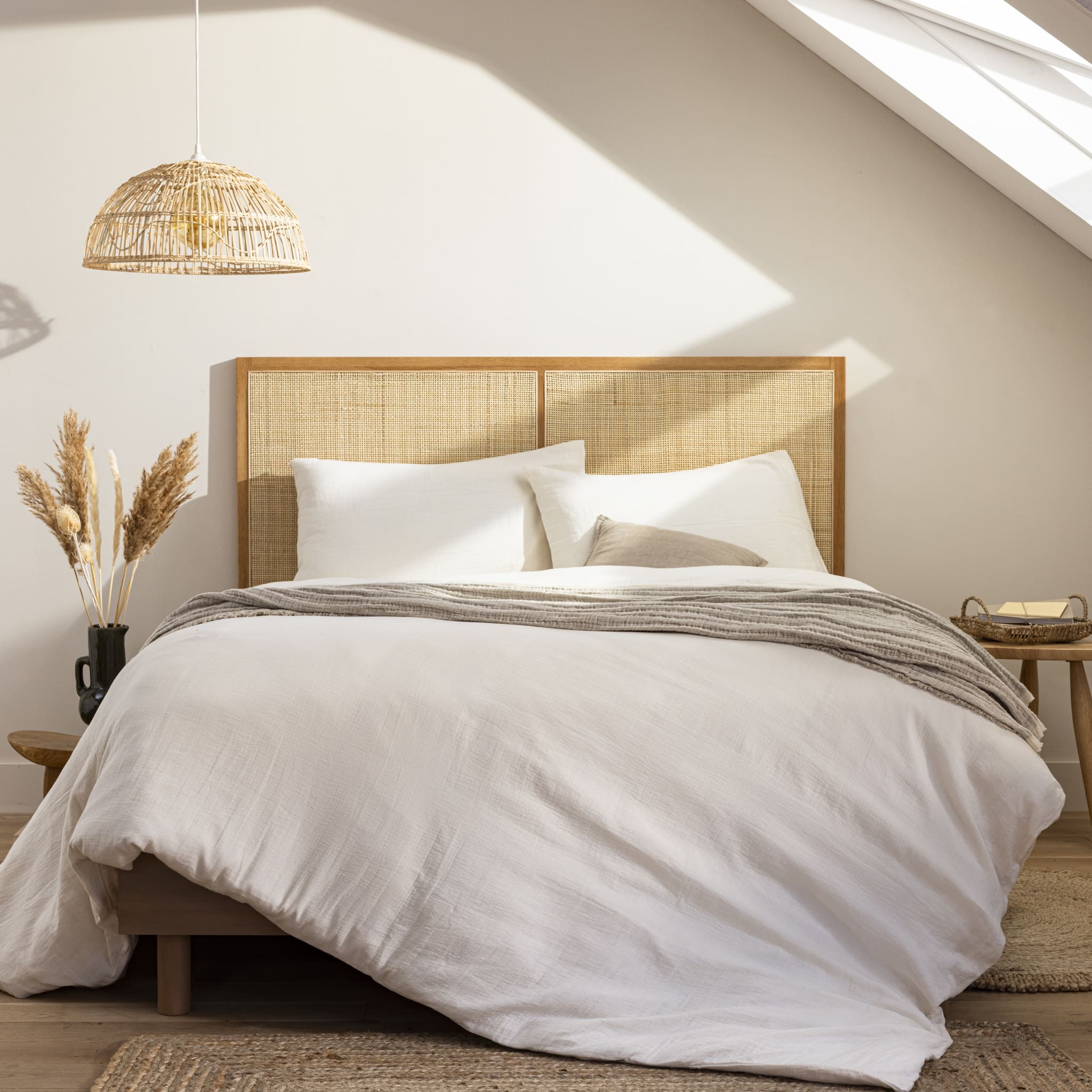 Tête de lit cannage 140cm en chêne massif - Terre de Nuit