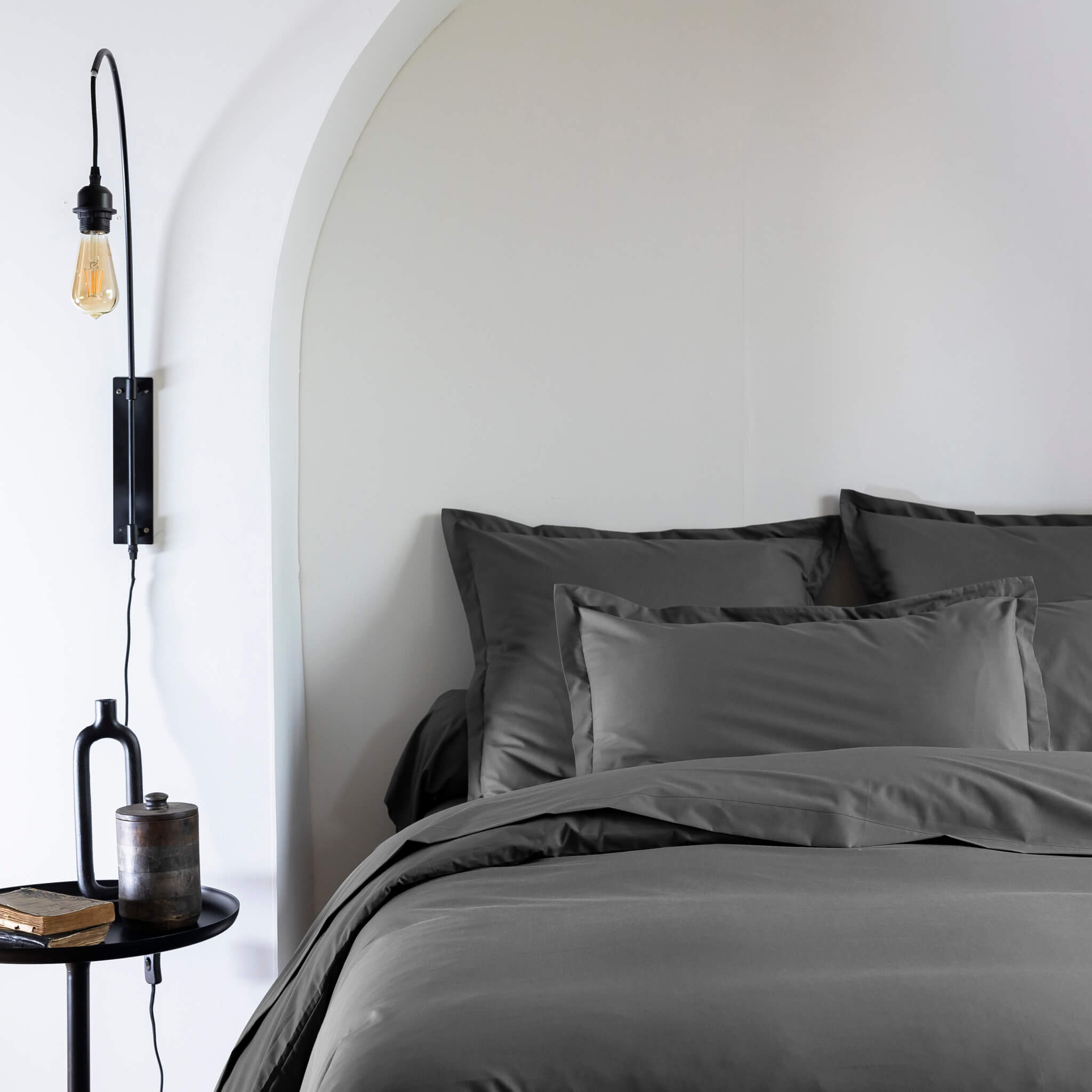 Taie d'oreiller coton percale Anthracite 50x70 - SOMEO