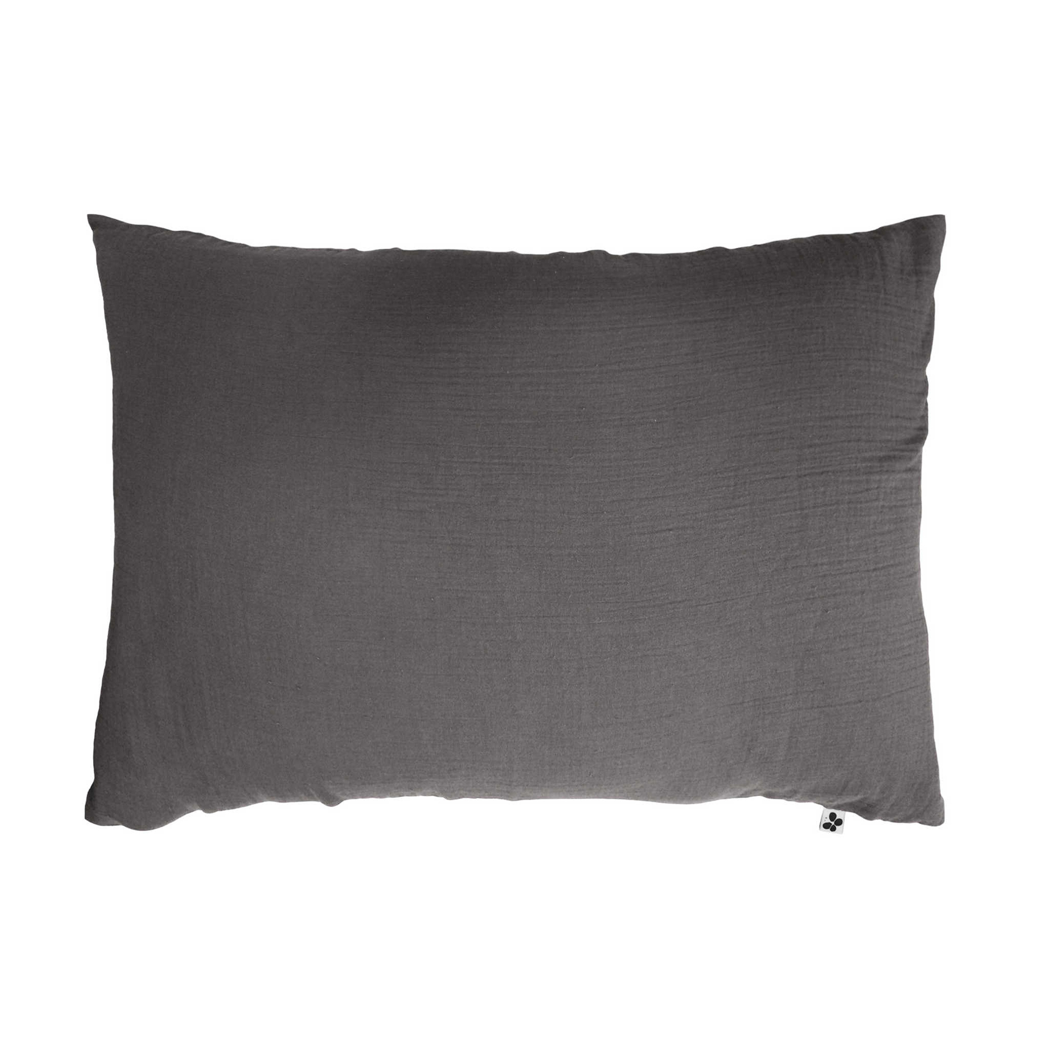 Taie d'oreiller double gaze de coton gris anthracite 50x70 cm