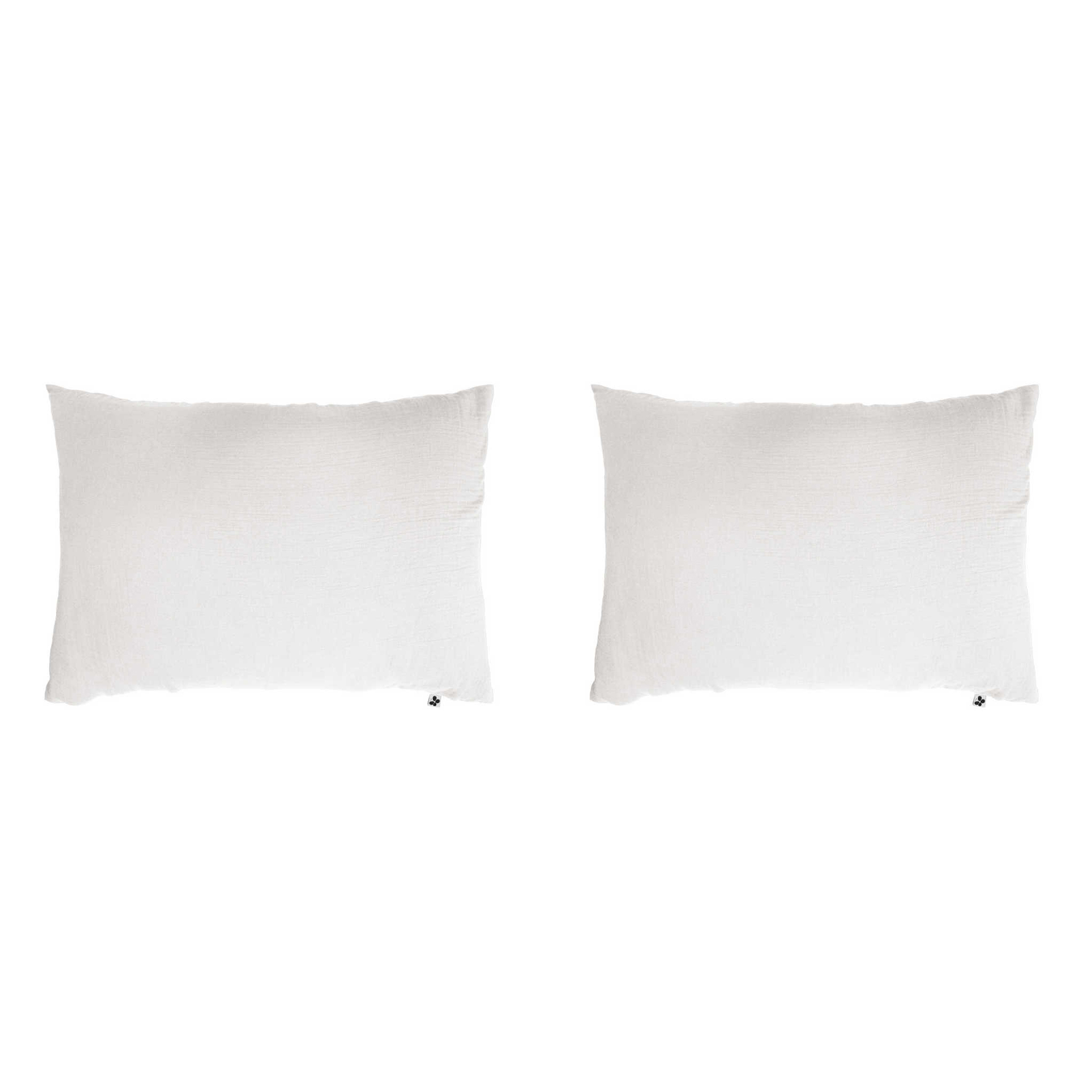 Lot de 2 taies d'oreillers double gaze de coton blanc 50x70 cm