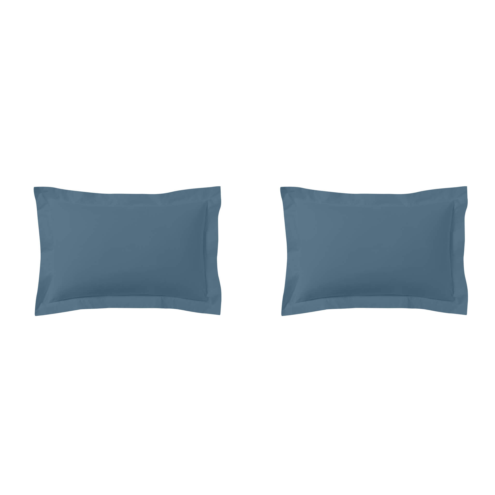 Lot de 2 taies d'oreillers bleu minéral 100% coton biologique 50x70 cm