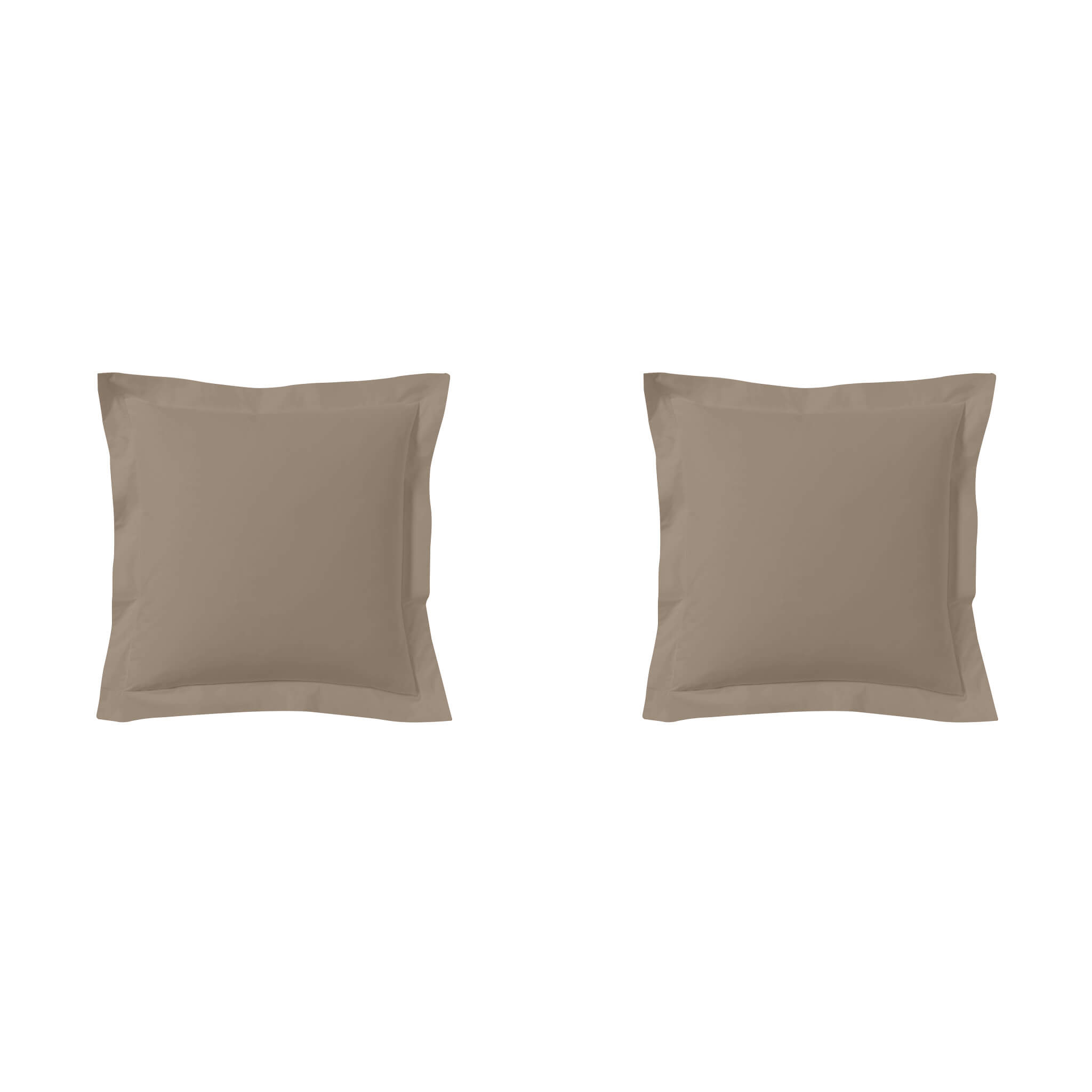 Lot de 2 taies d'oreillers biscuit 100% coton 65x65 cm