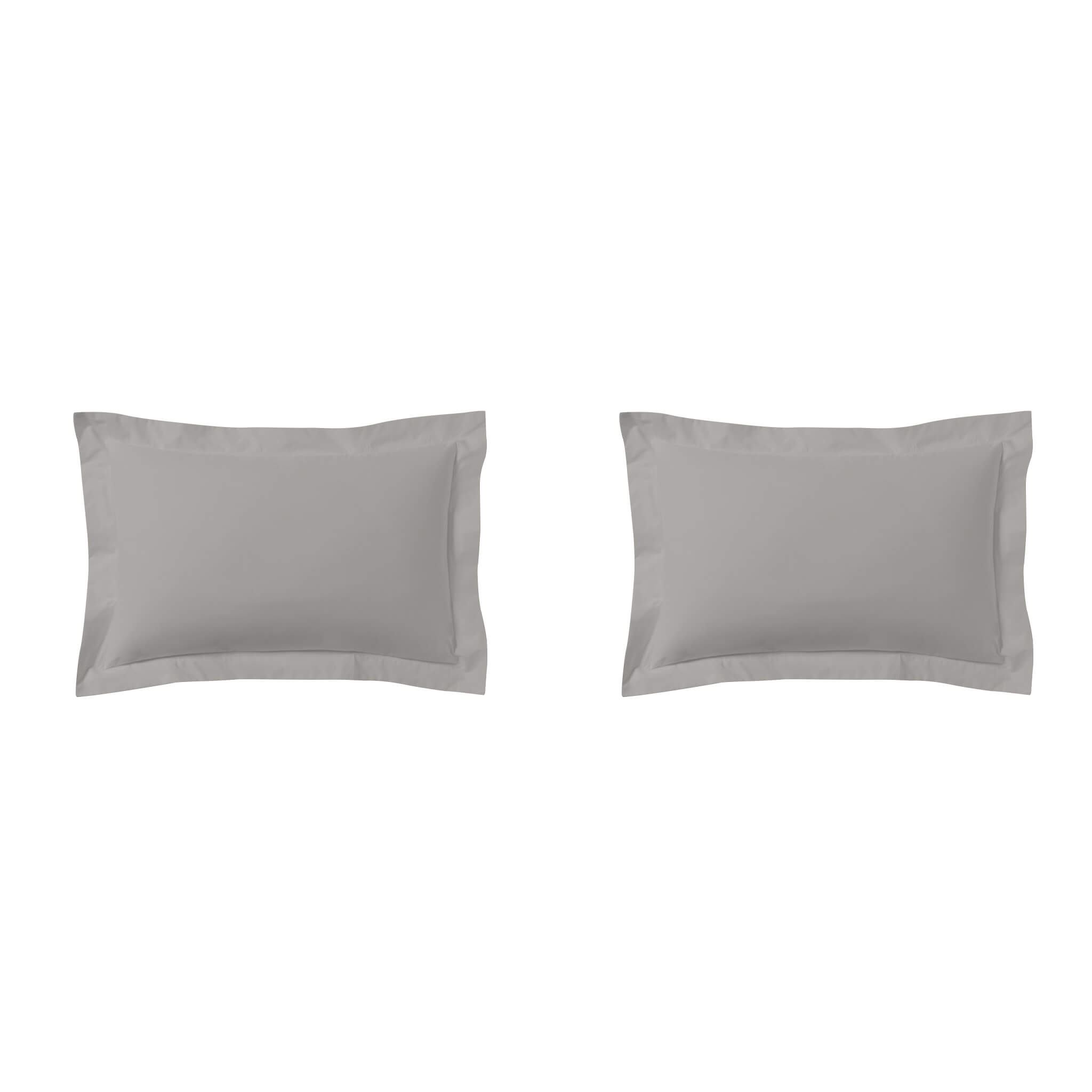 Lot de 2 taies d'oreillers gris mastic 100% coton