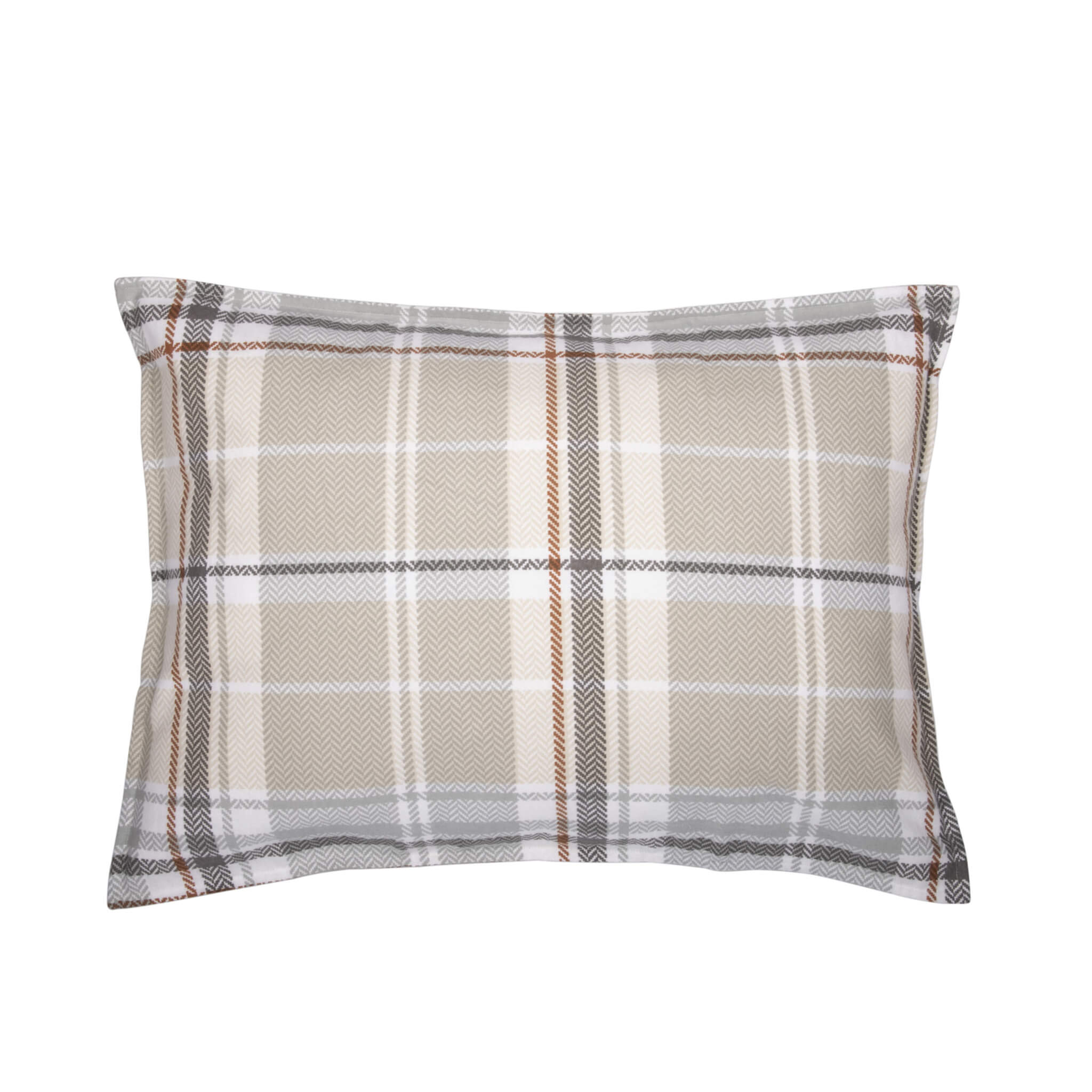 Taie d'oreiller flanelle imprimé à carreaux 50x70 cm gris