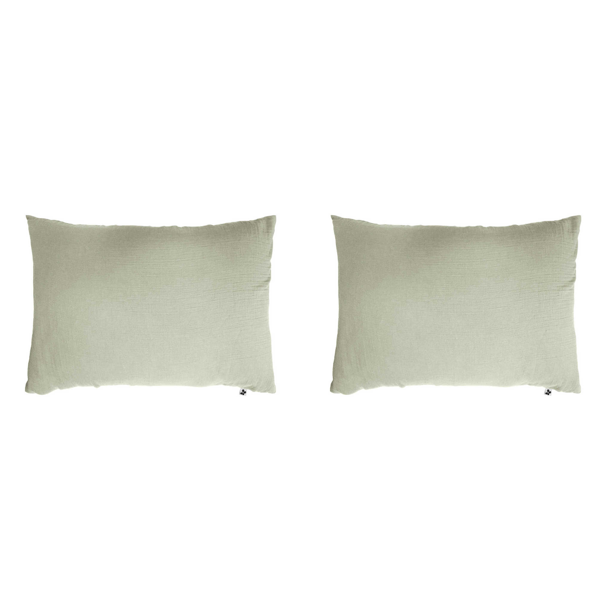 Lot de 2 taies d'oreillers double gaze de coton vert d'eau 50x70 cm