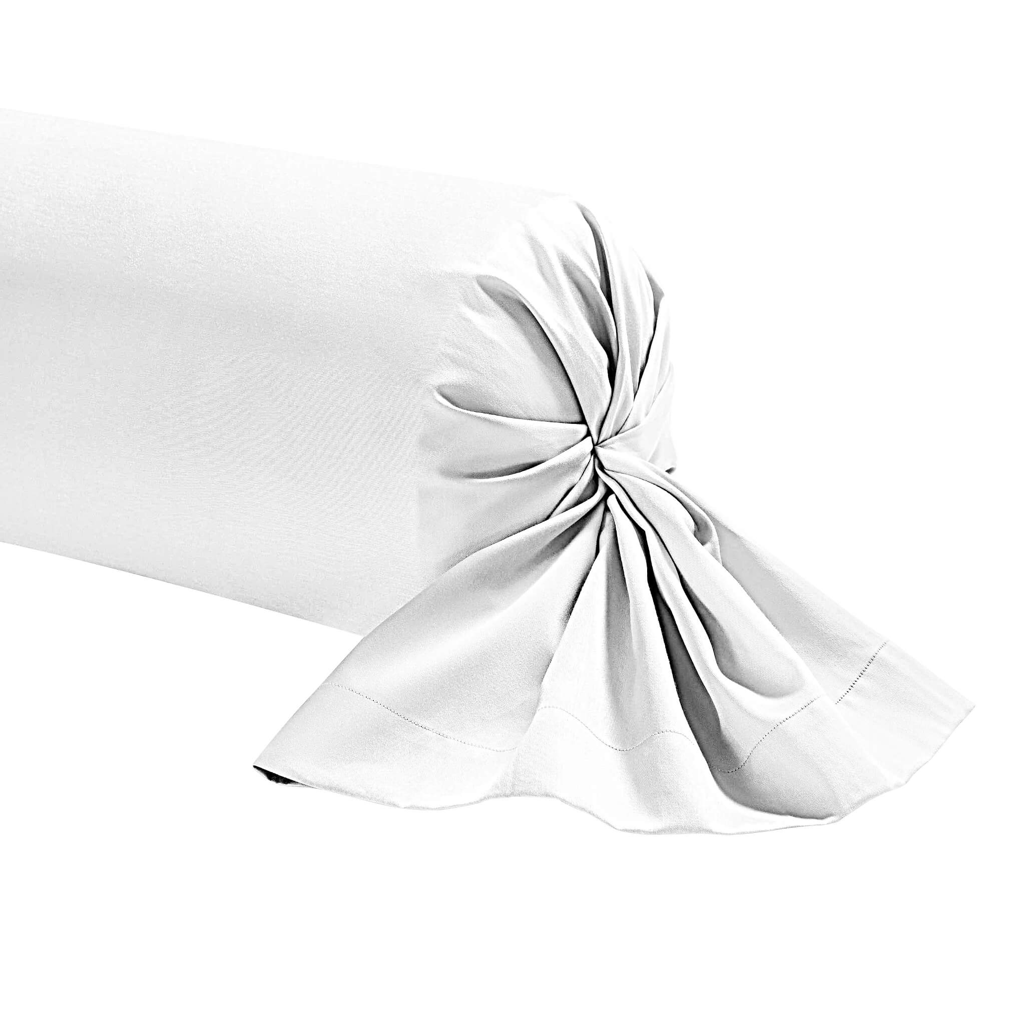 Taie de traversin blanc 100% lin 90 cm