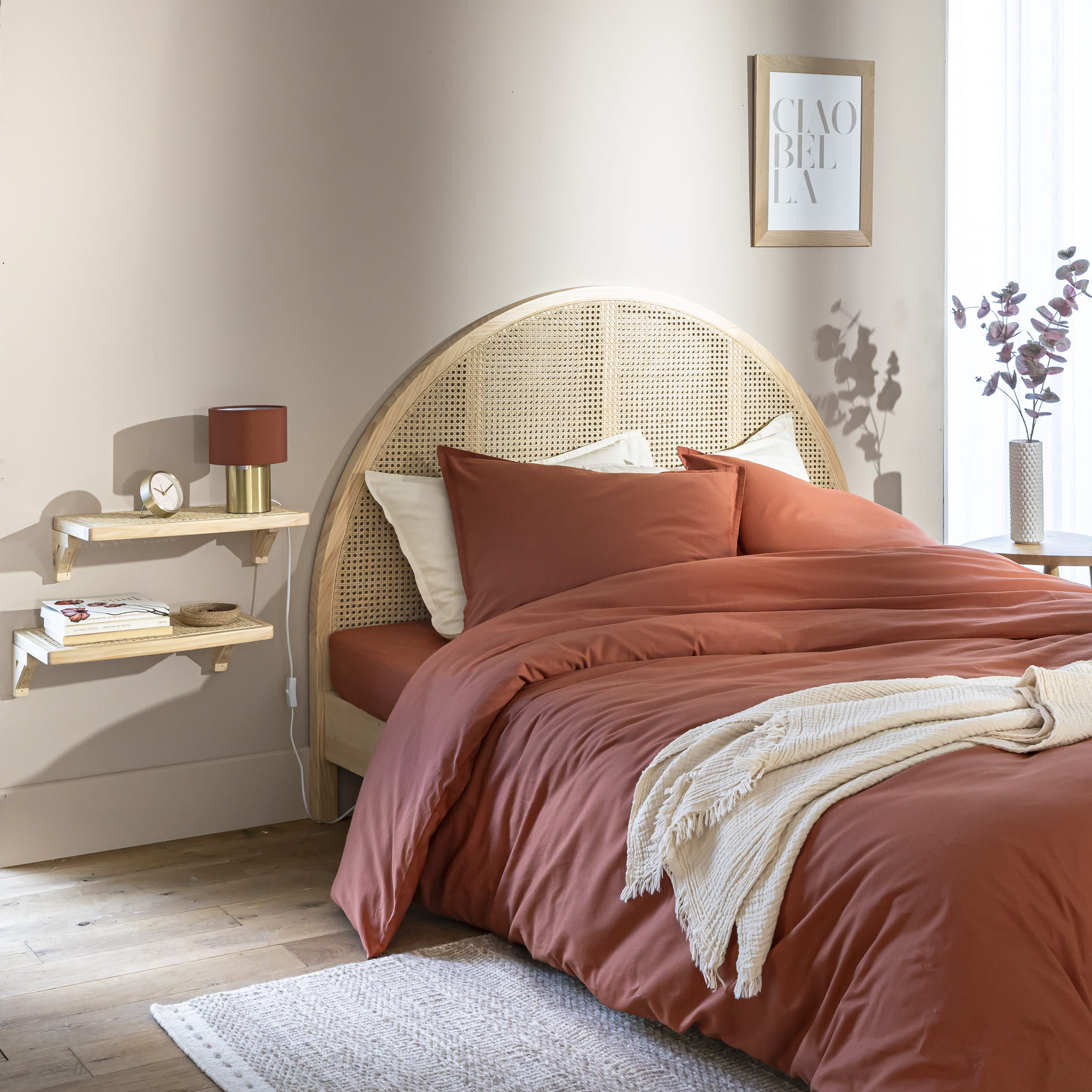 Tête de lit cannage arrondie en pin massif ANNA 160 cm - TL17028