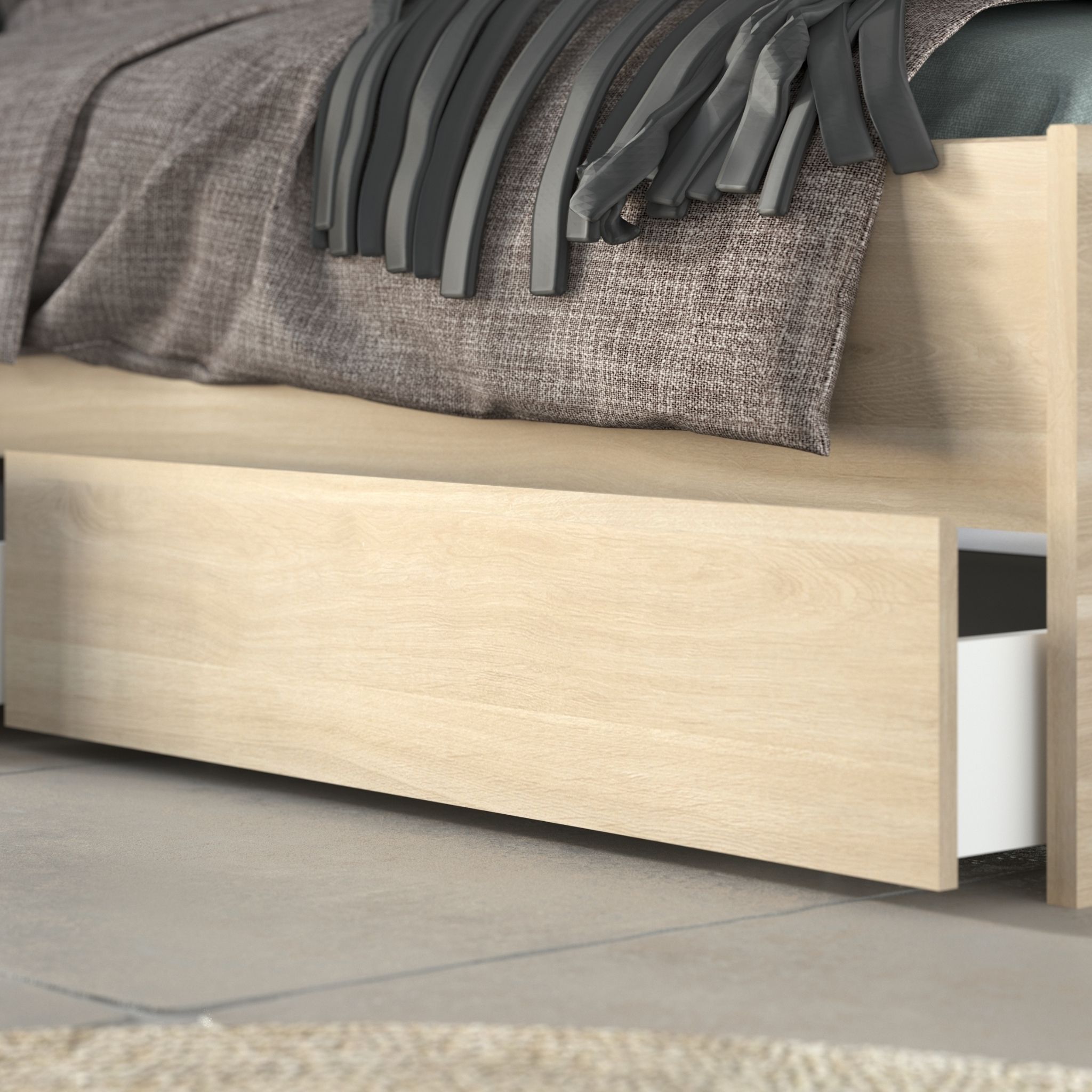 Lot de 2 tiroirs pour lit bois naturel CLEM