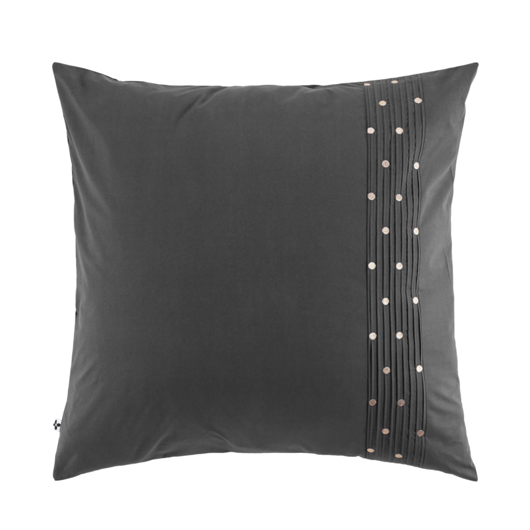 Taie d'oreiller brodée plis religieuses anthracite 63x63 cm