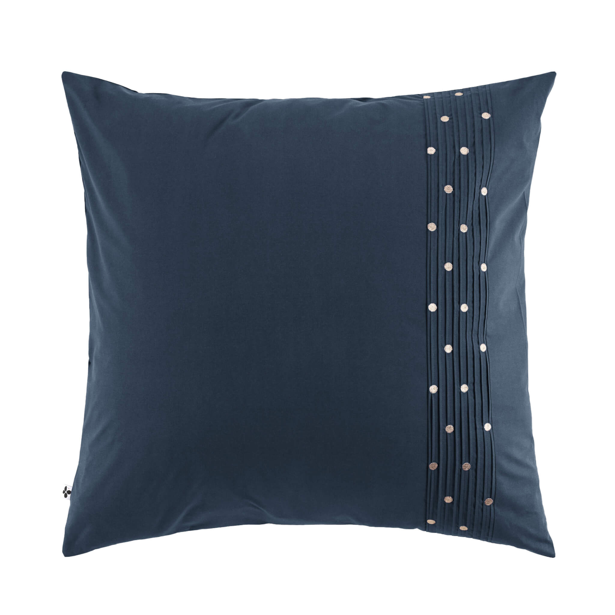 Taie d'oreiller brodée plis religieuses marine 63x63 cm