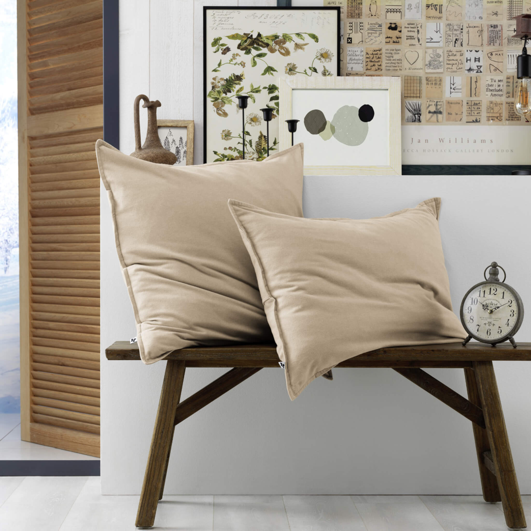 Lot de 2 taies d'oreiller flanelle beige 50x70 cm