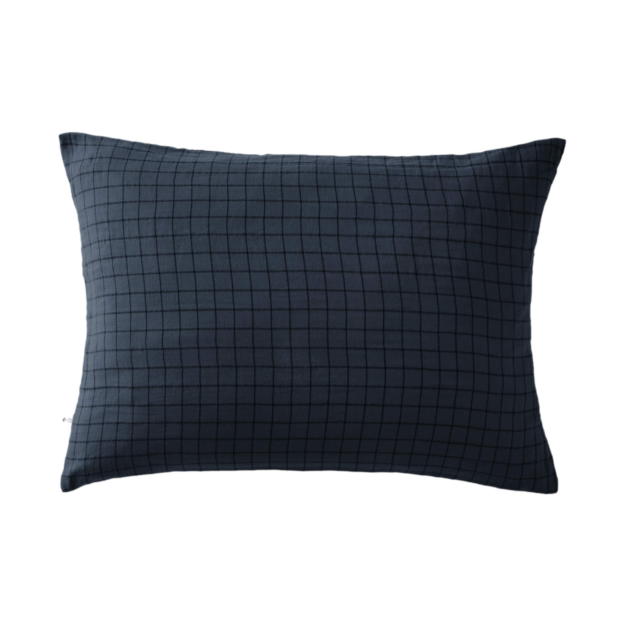 Taie d'oreiller à carreaux double gaze de coton marine
