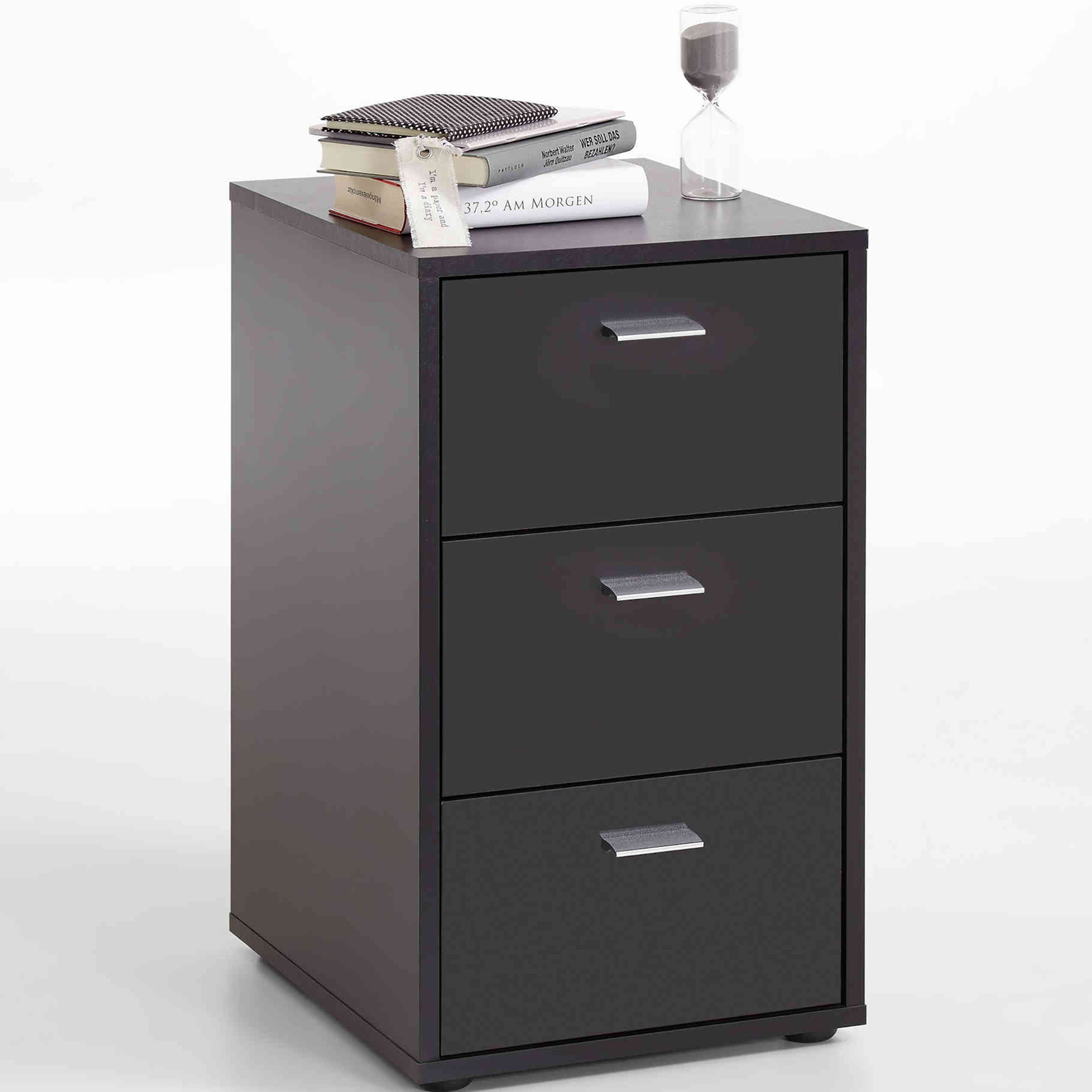 Chevet 3 tiroirs en bois noir - CH13027