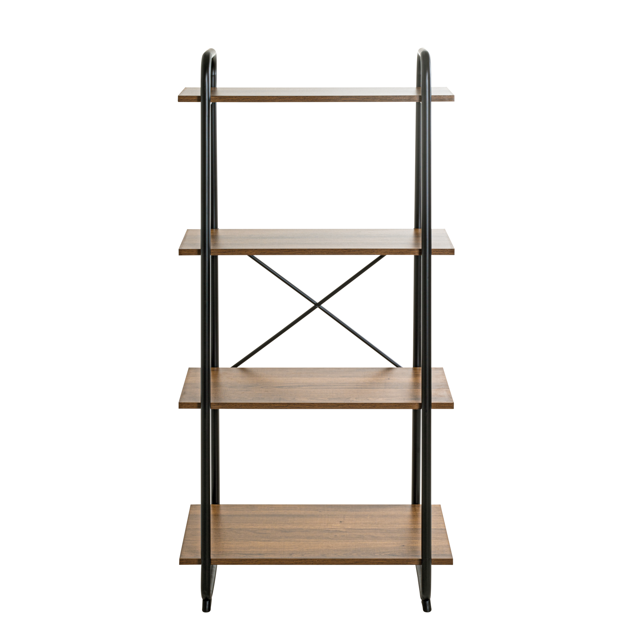 Etagère 4 plateaux en bois imitation chêne et noir laqué - ET15053