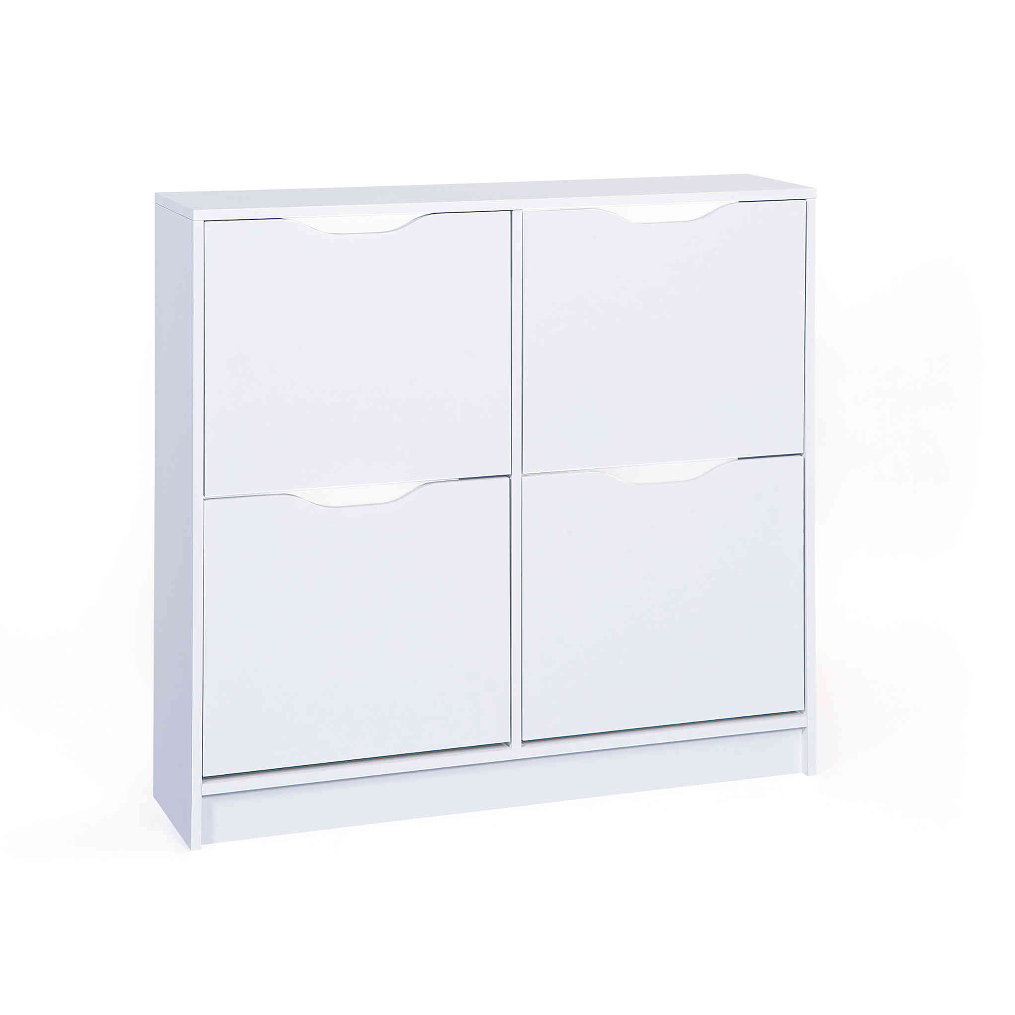 Meuble à chaussures 4 abattants en bois blanc - MC12026