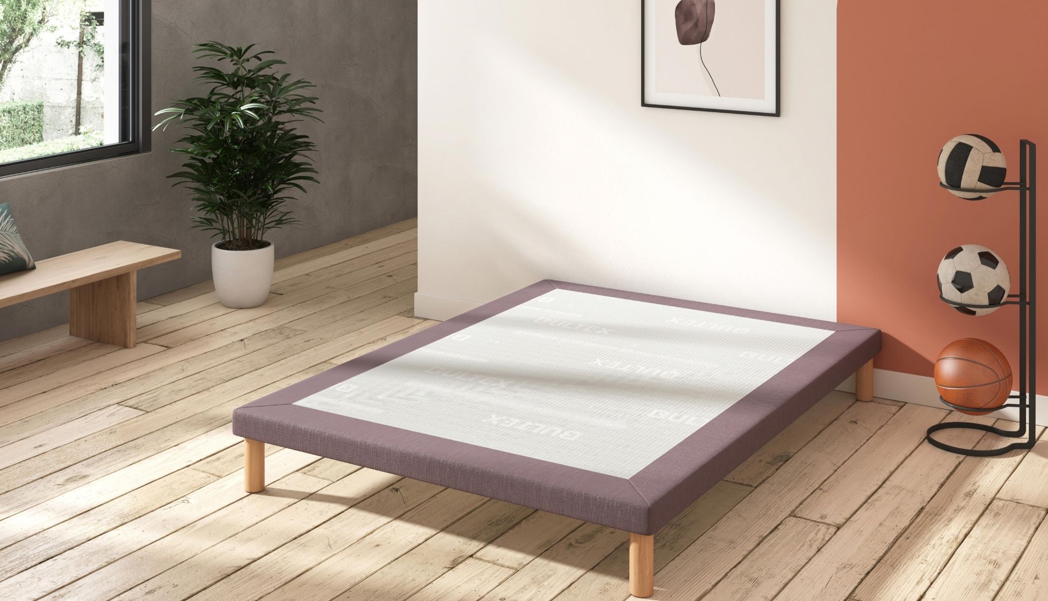 Sommier tapissier extra-plat Bultex TECH installé dans une chambre moderne