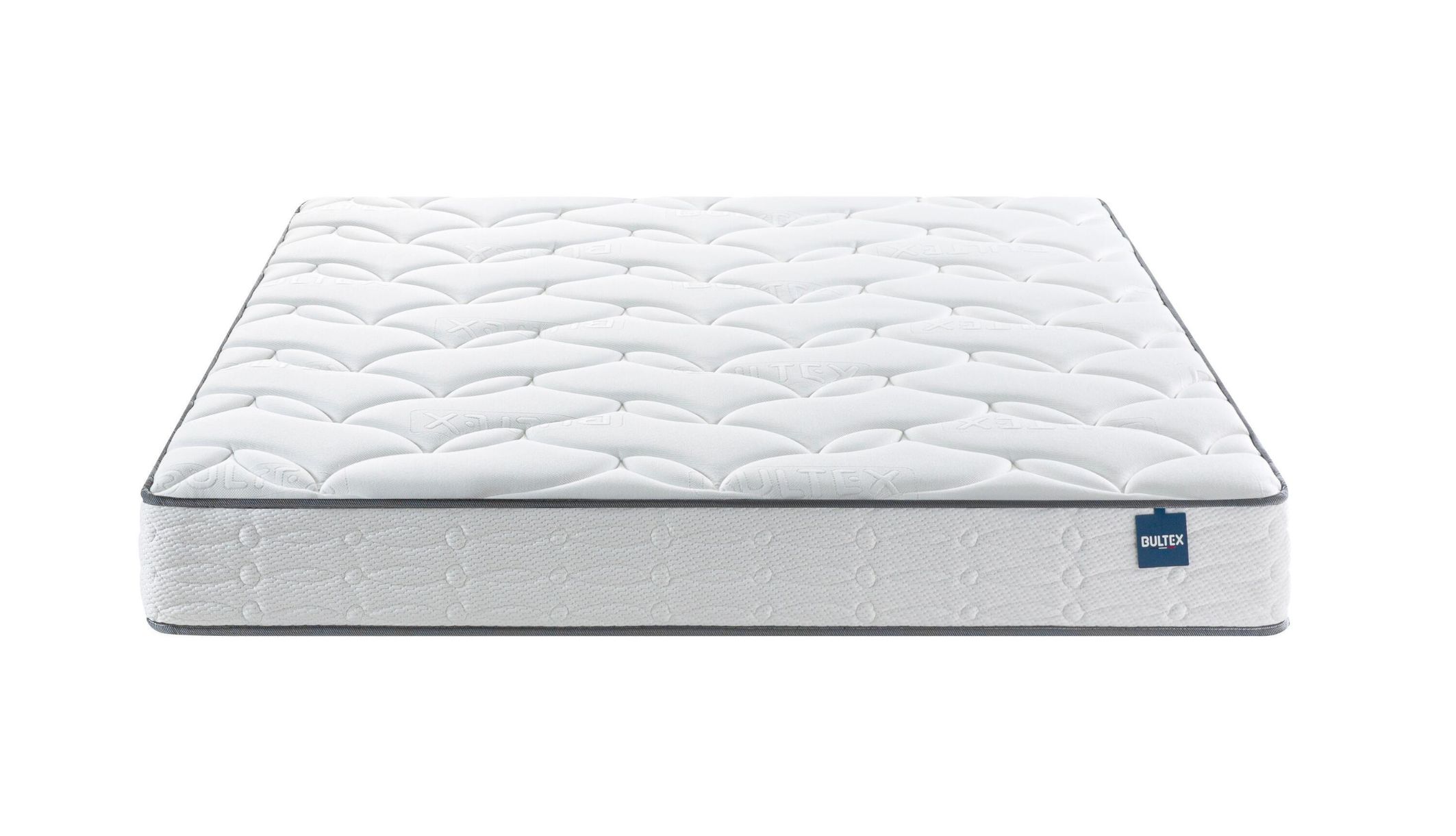 Vue de face du matelas ferme Bultex Le Surprenant sur fond blanc avec coutil matelassé.