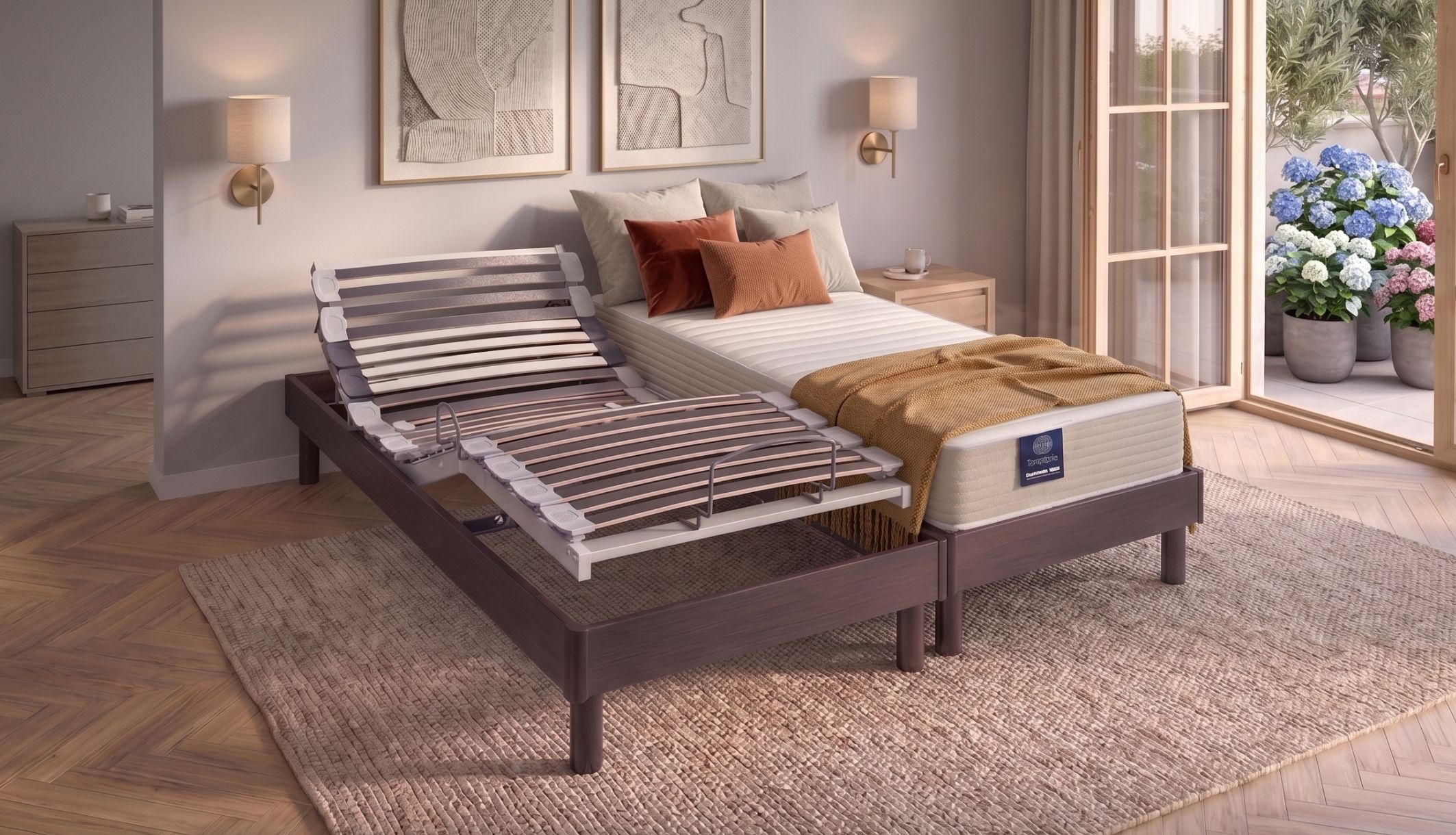 Matelas pour lit électrique latex ferme Dunlopillo Hortense 2 sur sommier relaxation