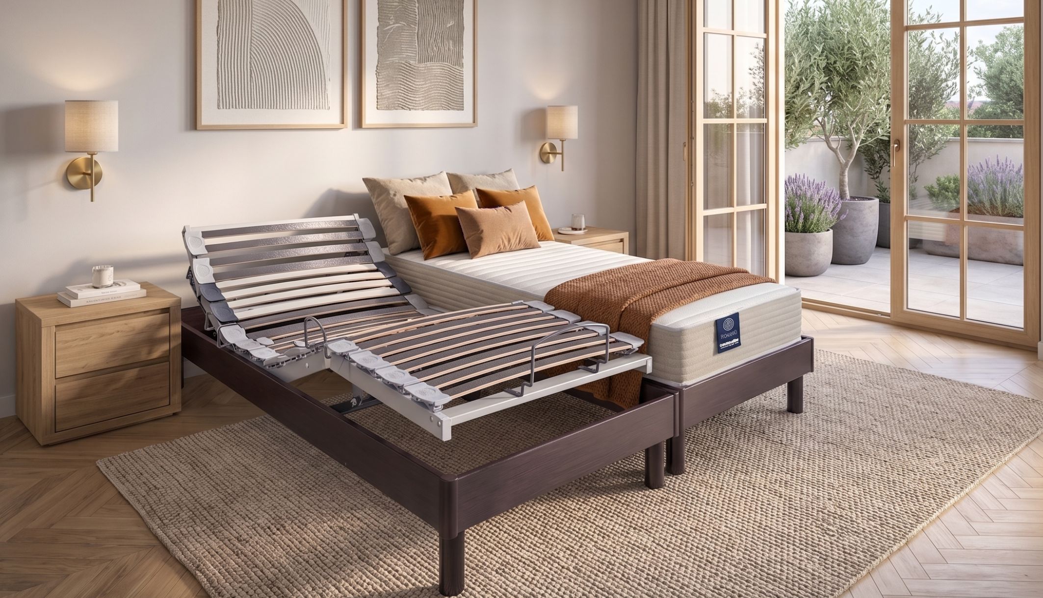 Matelas de relaxation installé sur un lit TPR dans une chambre parentale