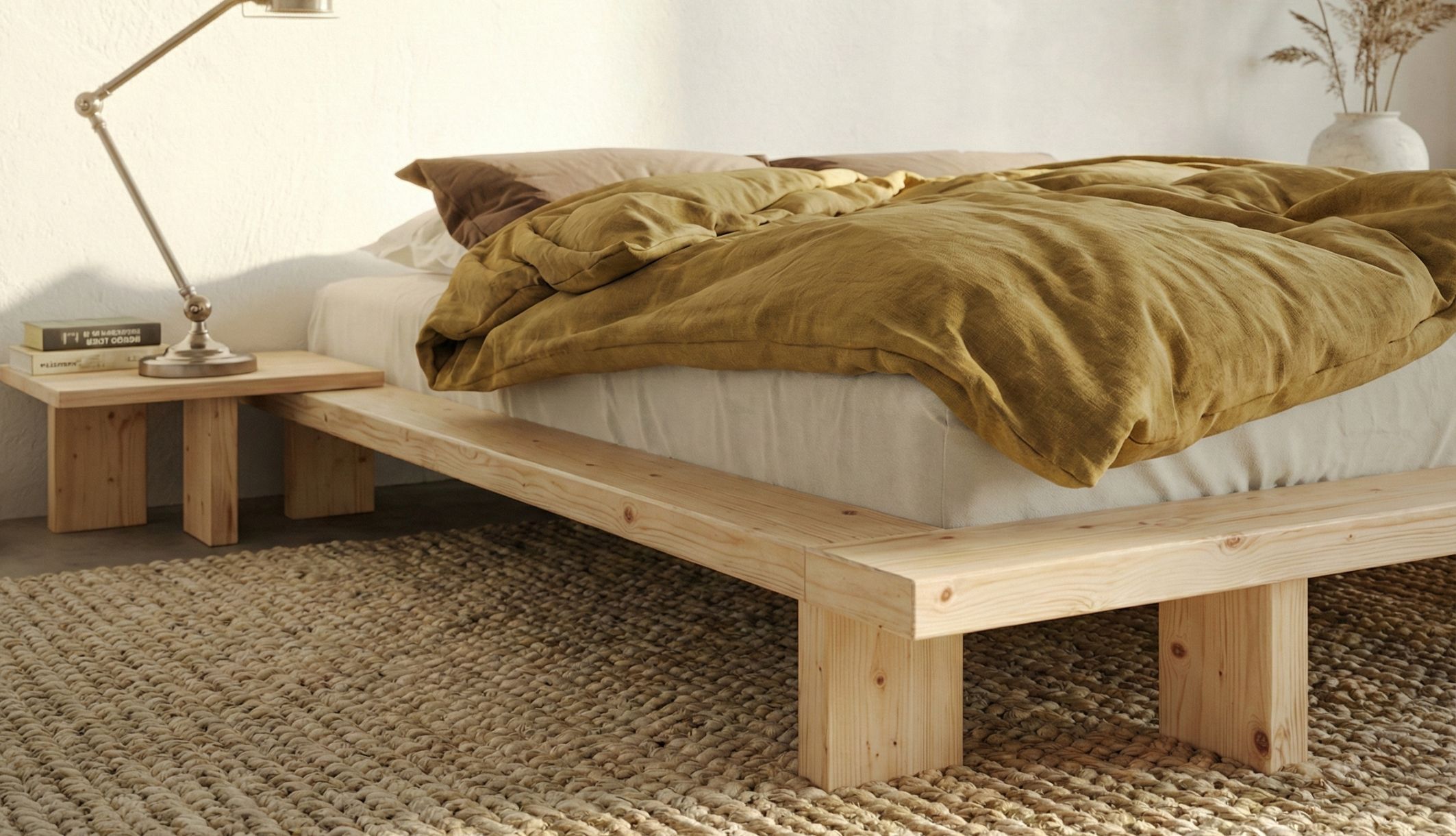 Zoom sur la structure en bois massif du lit futon Japan de Karup