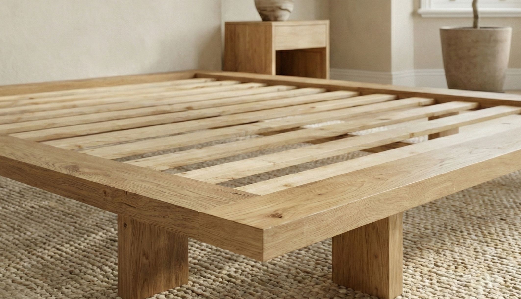 Zoom sur le cadre en bois de chêne du lit futon Japan de Karup Design