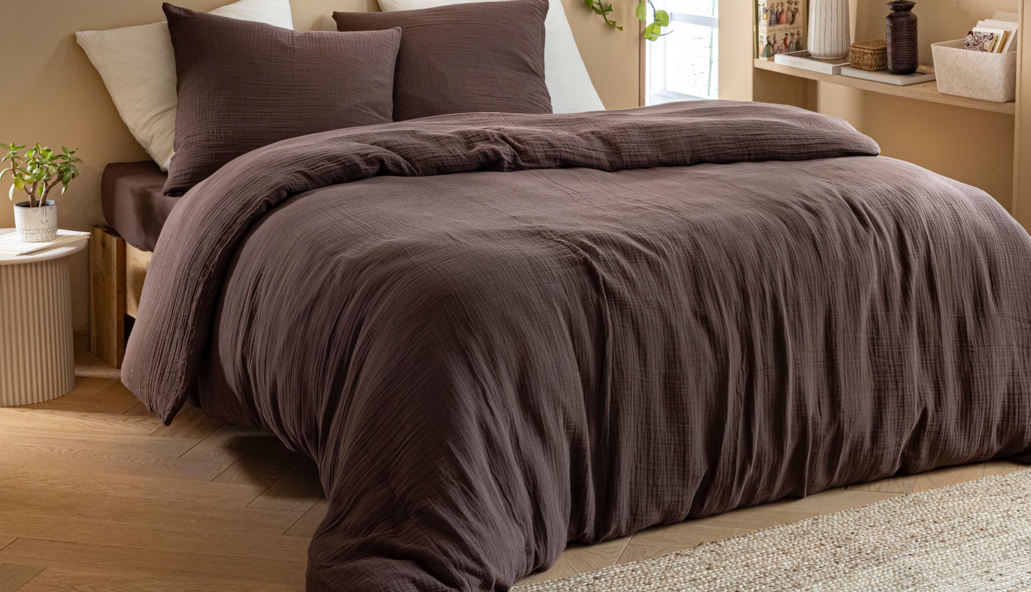 Ambiance de chambre cocooning avec la parure de lit gaze