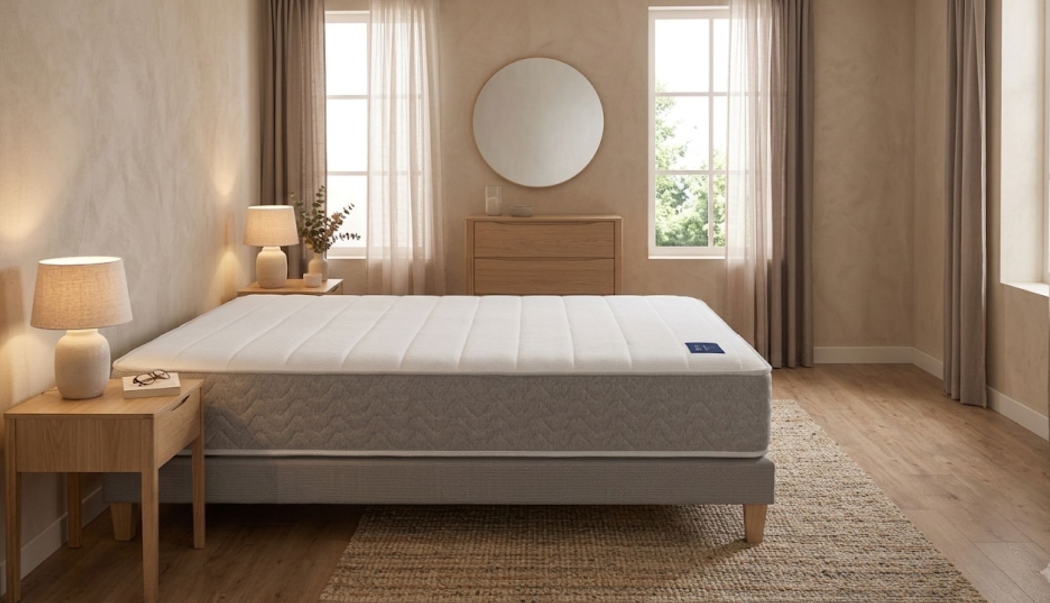 Profil du matelas hybride L&#039;Envie soulignant son épaisseur et sa parfaite indépendance de couchage.