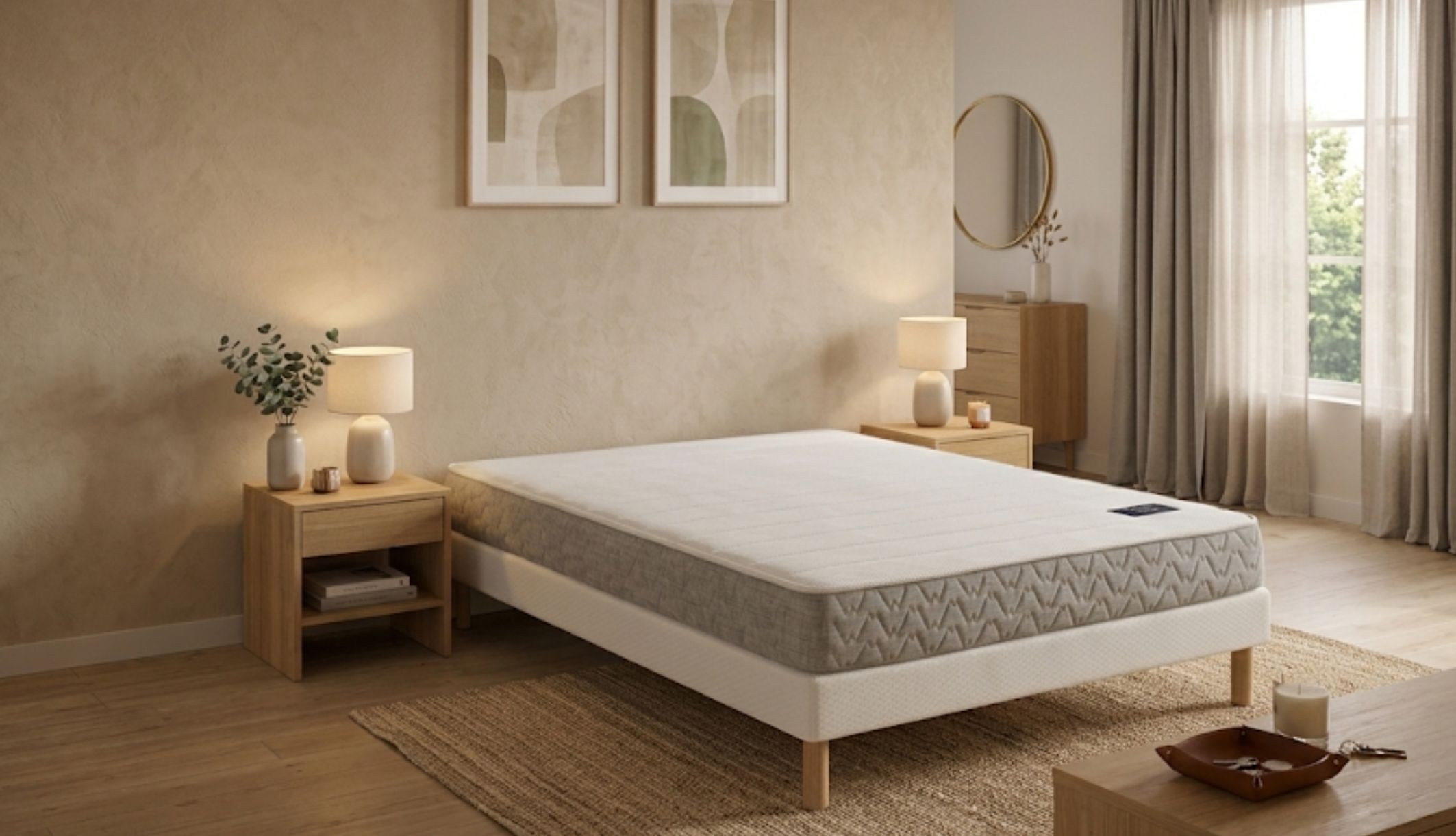 Matelas ressorts ensachés 18 cm - Poésie en vue 3/4 dans une chambre parentale.