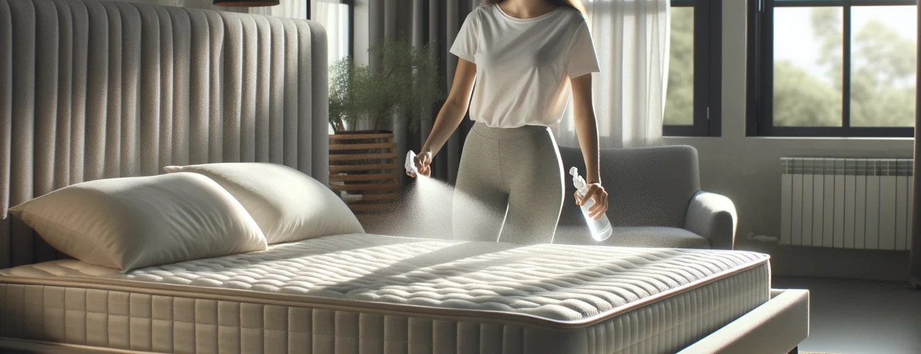 femme qui spray son matelas