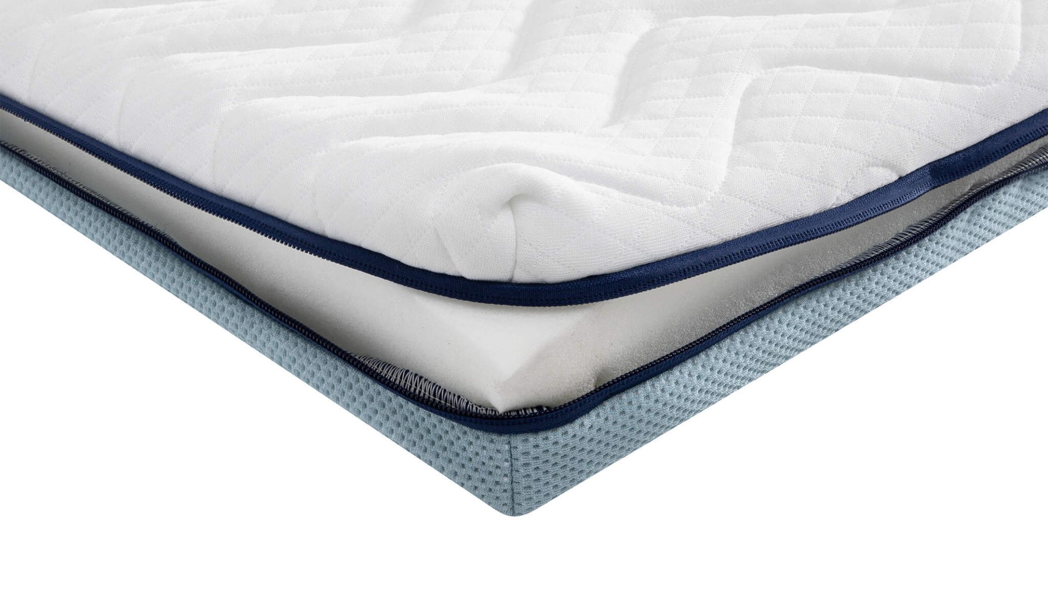Zoom du surmatelas en mousse mémoire de forme sur fond blanc
